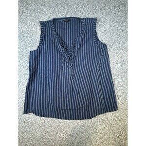 Banana‎ Republic Size L Top Sleeveless Tie Front Sheer Lightweight Blue